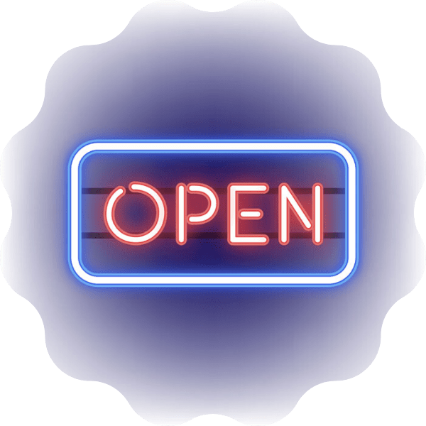 We're Open Sign 'We're open' sign to clearly state we are operating during the COVID-19 Stay-At-Home-Orders because grounds maintenance is essential.